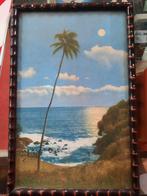 Antieke print van volle maan op een Hawaïaans eiland, Ophalen