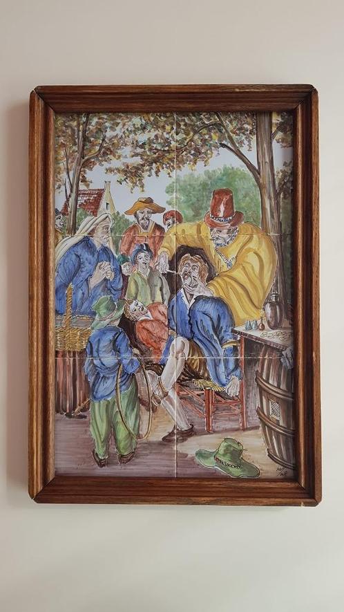 Westraven Handgeschilderd Tegeltableau – Tandartsscène, Antiek en Kunst, Antiek | Wandborden en Tegels, Ophalen of Verzenden