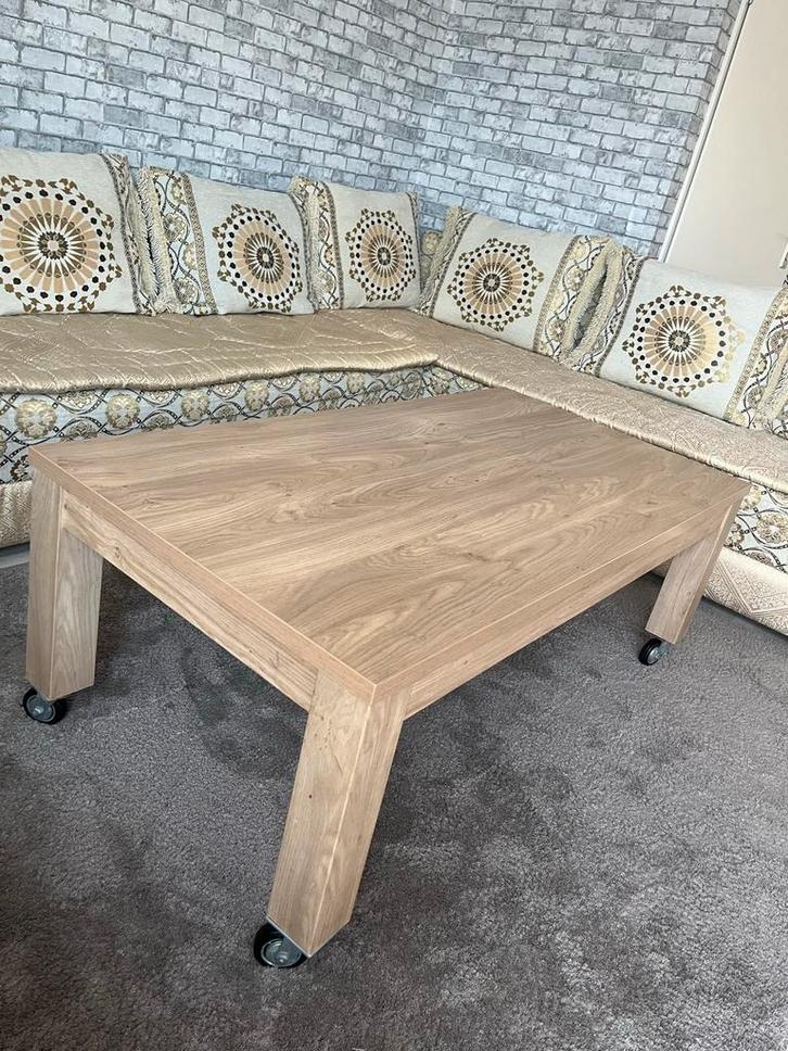 Houten salontafel, Huis en Inrichting, Tafels | Salontafels, Gebruikt, Minder dan 50 cm, 50 tot 100 cm, 100 tot 150 cm, Vierkant