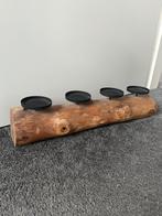 Boomstam houten kaarsen houder kandelaar, Minder dan 25 cm, Ophalen of Verzenden, Kandelaar, Bruin