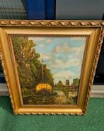 Antiek Schilderij 19e Eeuw Zaans Landschap, Ophalen