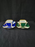 2 Art Deco koffiekopjes, gemerkr Fraureuth Duitsland Germany, Antiek en Kunst, Antiek | Servies los, Ophalen of Verzenden