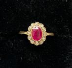 Ring antiek goud robijn/citrien diamant, Antiek en Kunst, Antiek | Goud en Zilver, Goud, Ophalen of Verzenden