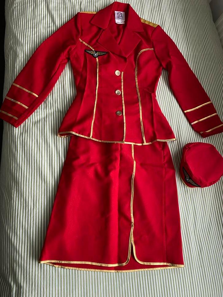 Stewardesspakje Maat S - Compleet met Cap, Kinderen en Baby's, Carnavalskleding en Verkleedspullen, Nieuw, Meisje, Ophalen of Verzenden