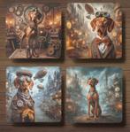 Vizsla Steampunk onderzetters met houder, Ophalen of Verzenden, Nieuw, Glas of Kopje