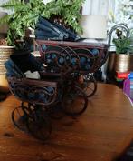 Poppenwagen brocante bruin groot en klein, Ophalen of Verzenden
