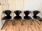 Vier eetkamerstoelen, Italiaans design van Arrben, Ophalen, Gebruikt, Zwart, Metaal