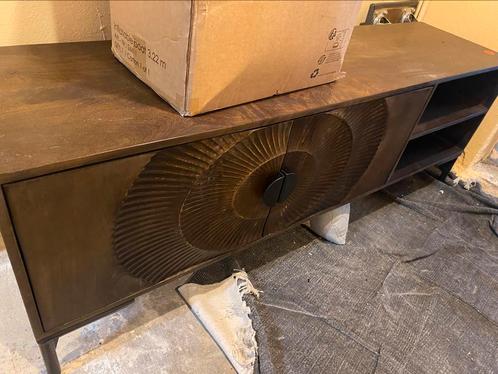 Tv meubel mangohout 160cm houtsnijwerk florale design, Huis en Inrichting, Kasten | Televisiemeubels, Nieuw, Minder dan 100 cm