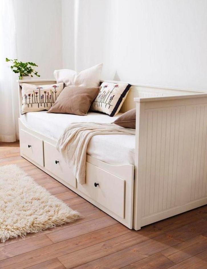 IKEA Hemnes Bedbank 80x200 Wit met 3 Lades, Huis en Inrichting, Slaapkamer | Bedden, Gebruikt, Eenpersoons, 80 cm, 200 cm, Hout