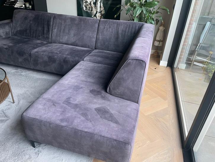 Antraciete hoekbank - 2,75 x 2 meter, Huis en Inrichting, Banken | Bankstellen, Gebruikt, Hoekbank, Vierpersoons of meer, 250 tot 300 cm