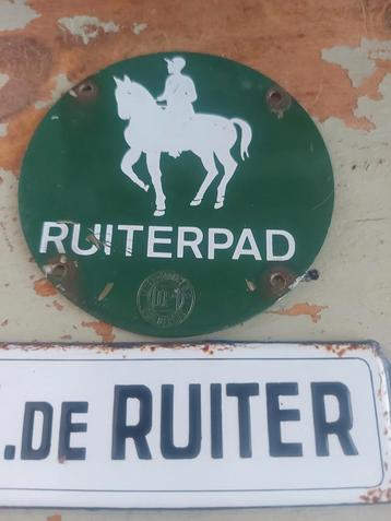 Oud emaille bordje kderuiter & bordje ruiterpad beschikbaar voor biedingen