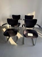 4 stuks eetkamerstoelen Gebroeders De Wit 3011, Huis en Inrichting, Stoelen, Ophalen, Gebruikt, Vintage, Metaal