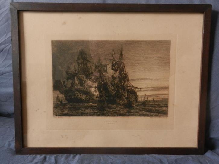 Ets Baissant Pavillon door A. Ballin 1877 hxb 23,5 x 31,4 cm, Antiek en Kunst, Kunst | Etsen en Gravures, Ophalen of Verzenden