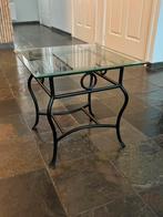 Bijzet tafel met glazen blad, Huis en Inrichting, Minder dan 55 cm, Vierkant, Ophalen, 45 tot 60 cm