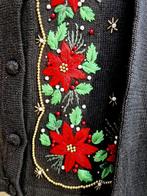 Ontzettend mooi handgemaakt geborduurd vest met bloemen, Ophalen of Verzenden, Zo goed als nieuw, Maat 46/48 (XL) of groter, Zwart