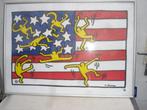 Poster Keith Haring - American Flag 1997, Verzamelen, Posters, Rechthoekig Liggend, Gebruikt, Ophalen of Verzenden, Overige onderwerpen