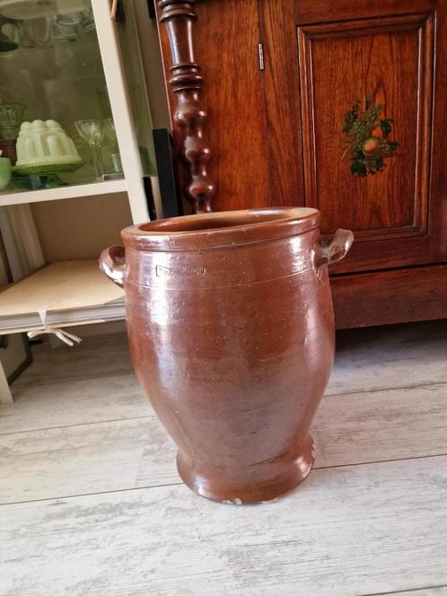 Grote oude Keulse bruine inmaak pot, Tuin en Terras, Bloempotten, Zo goed als nieuw, Minder dan 25 cm, Rond, Ophalen of Verzenden