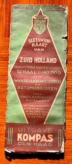 Sleeswijk’s kaart Zuid-Holland, 1:140.000, jaren 30. Kompas, Boeken, Gelezen, Verzenden, Landkaart, 1800 tot 2000