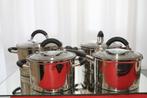 Sola pannenset met glazen deksels, Huis en Inrichting, Keuken | Potten en Pannen, Ophalen, Pannenset, Zo goed als nieuw, Rvs