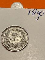 1890 Kwartje 25 cent Willem III zilver, Postzegels en Munten, Munten | Nederland, Ophalen of Verzenden, Koning Willem III, 25 cent