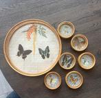 Vintage Bamboe Dienblad met Vlinders, Huis en Inrichting, Woonaccessoires | Onderzetters, Ophalen of Verzenden, Zo goed als nieuw