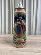 Duitse Bierpul Simon Peter Gerz met Tinnen Deksel, Antiek en Kunst, Antiek | Keramiek en Aardewerk, Ophalen of Verzenden