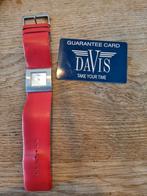 Davis 0339 dameshorloges,  rood, Ophalen of Verzenden, Leer, Overige merken
