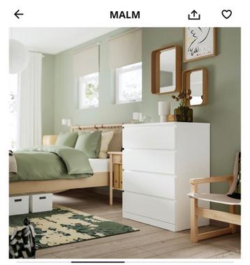 2 stuks IKEA Malm witte ladekasten met 4 lades - afbeelding 1