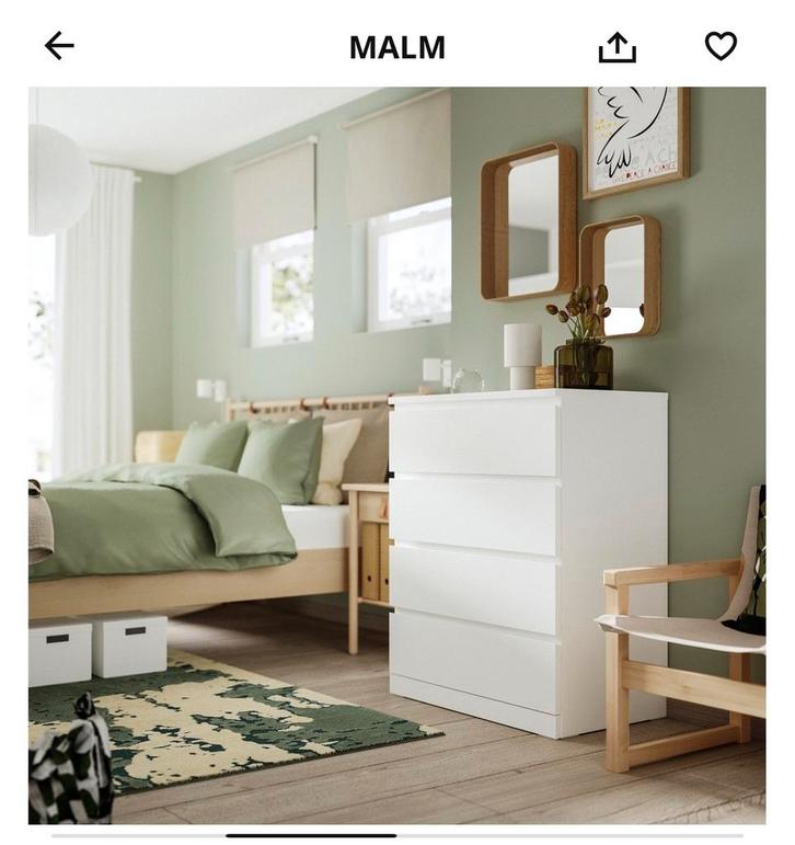 2 stuks IKEA Malm witte ladekasten met 4 lades, Huis en Inrichting, Kasten | Ladekasten, Zo goed als nieuw, Minder dan 100 cm