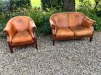 Schapenleren 2 zitsbank en fauteuil, Ophalen, Vinted, chesterfield, Engels, pub, Gebruikt, Tweepersoons