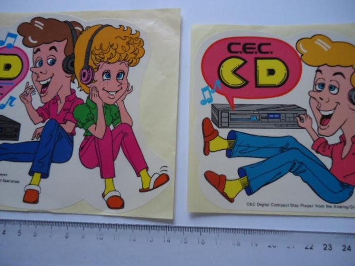 sticker oud C.E.C. CD Cec compact disc player strip audio, Verzamelen, Stickers, Zo goed als nieuw, Bedrijf of Vereniging, Verzenden