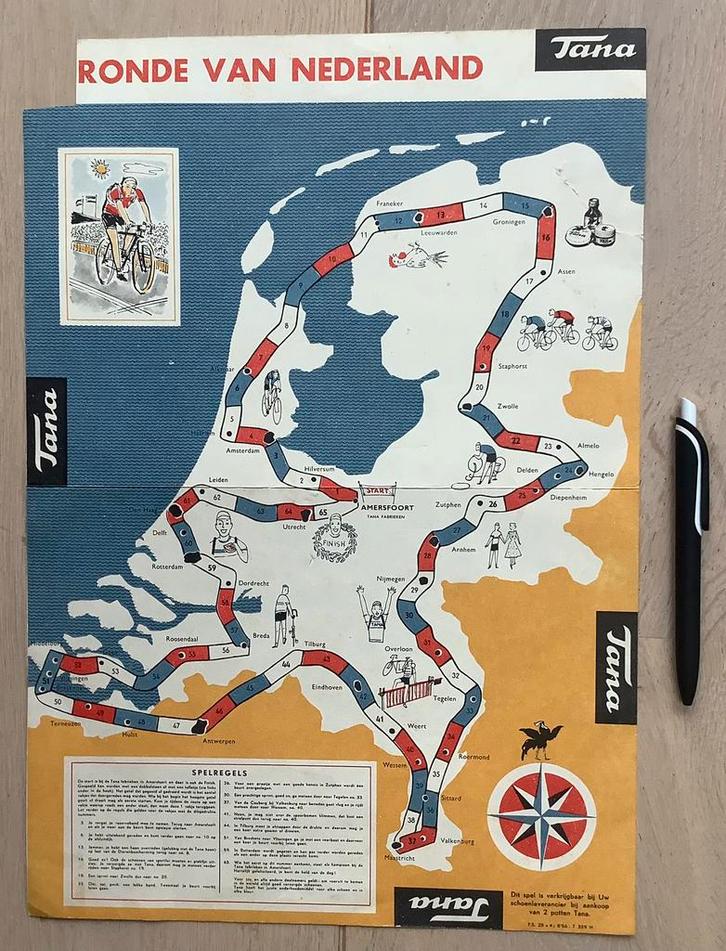 TANA reclame spelbord wielrenspel, Antiek en Kunst, Antiek | Speelgoed, Ophalen of Verzenden