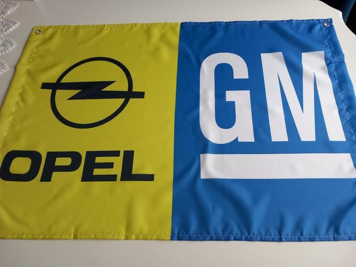 OPEL GM BANNER 60X90 MET BEVESTIGGINGS OGEN MOOIE KLEUR, Auto diversen, Wieldoppen, Nieuw, Ophalen of Verzenden