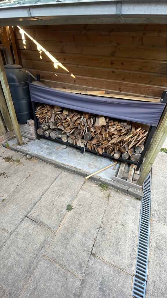 Haardhout opbergrek - Redelijke staat, Tuin en Terras, Haardhout, Minder dan 3 m³, Ophalen