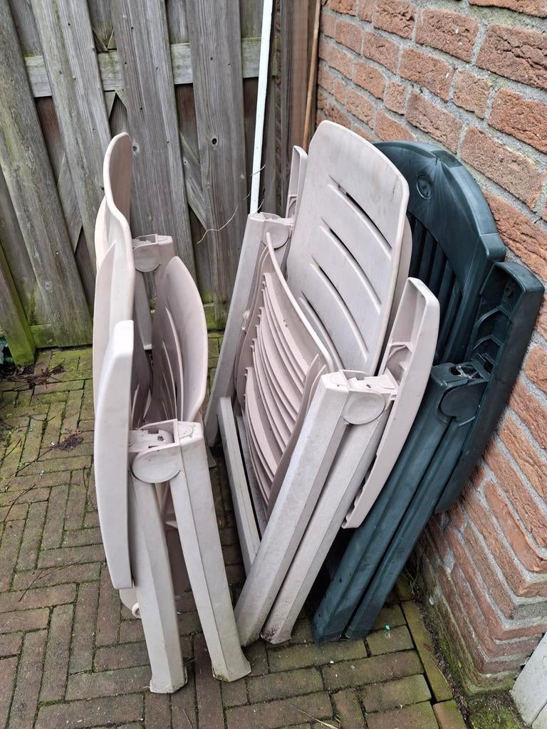 Hartman tuinstoelen 3 verstelbaar teab en 1 recht, Tuin en Terras, Tuinstoelen, Ophalen, Gebruikt, Kunststof, Verstelbaar