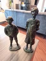 Bronzen Beelden Set - Jongen en Meisje, Ophalen, Zo goed als nieuw, Mens