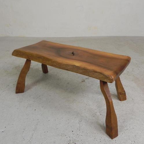 Vintage houten bijzettafeltje, boomstamkrukje, jaren 60, Antiek en Kunst, Antiek | Meubels | Tafels, Ophalen of Verzenden