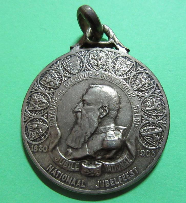 Belgie Leopold II - 1905 JUBELFEEST 75 jaar onafhankelij, Postzegels en Munten, Penningen en Medailles, Zilver, Buitenland, Verzenden