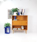 vintage Deense eiken fineer wandkast schuifdeurtjes | oak, Ophalen of Verzenden, Huis en Inrichting