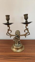 Messing kandelaar met leeuw en wapen van Amsterdam, Antiek en Kunst, Ophalen of Verzenden, Koper of Brons
