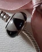 Pandora murano triangel zwart/wit  ECHT ALS NIEUW, Pandora, Zo goed als nieuw, 1 bedel, Glas of Kristal