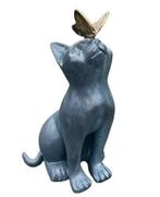 Urn Kat met Vlinder antraciet/brons, Dieren en Toebehoren, Ophalen of Verzenden, Nieuw