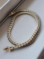 18kt yellow gold tennis bracelet/black natural diam 3.00ct, Ophalen of Verzenden, Nieuw, Goud, Goud