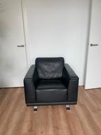 Zwarte leren Montel fauteuil, Huis en Inrichting, Fauteuils, Ophalen, Gebruikt, Leer, 75 tot 100 cm