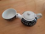 Theepot met kopje - Zwart/Wit afhalen € 10,00, Keramiek, Ophalen of Verzenden, Zo goed als nieuw, Overige stijlen