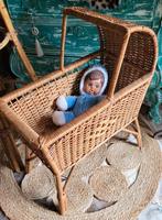 Retrokeetje/Vintage/Rieten/Wiegje/Pop, Antiek en Kunst, Curiosa en Brocante, Ophalen of Verzenden