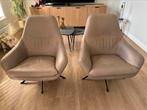 Twee supermooie saddle leren draai fauteuils ( taupe), Huis en Inrichting, Fauteuils, Ophalen, Zo goed als nieuw, Minder dan 75 cm