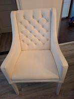 4 witte en 2 grijze leren eetkamerstoelen model pearl, Huis en Inrichting, Stoelen, Ophalen, Gebruikt, Grijs