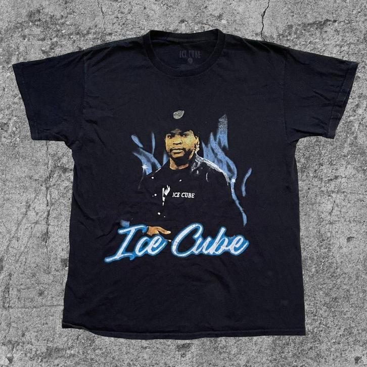 Vintage T-shirt Ice Cube Portret T-275, Kleding | Heren, T-shirts, Zo goed als nieuw, Maat 52/54 (L), Zwart, Verzenden