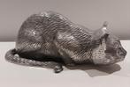 Verzilverde Kat Sculptuur beeld, Ophalen of Verzenden